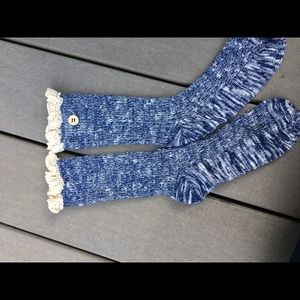 Blue knit boot socks